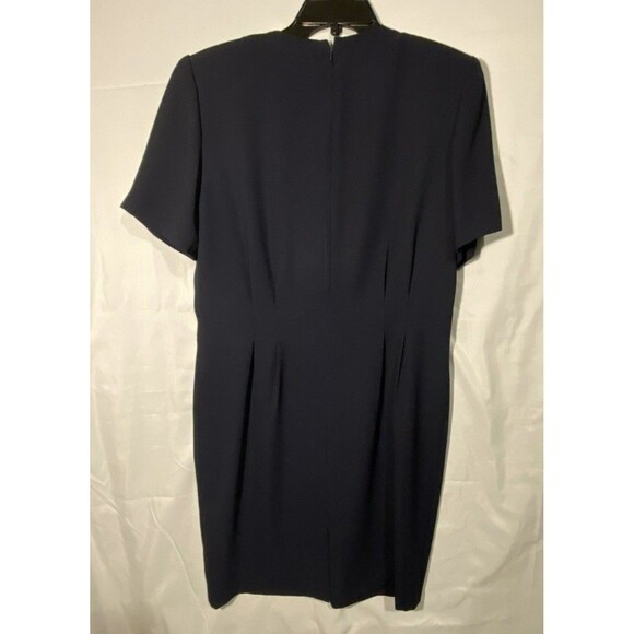 Debra Michaels Dress 14P Petites Career Navy Crepe Tailored Lightweight Zip Back - Picture 2 of 10